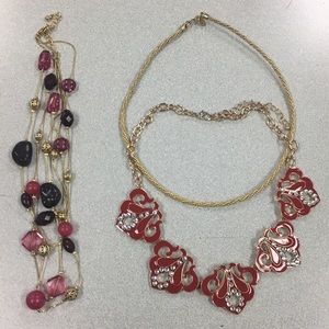 Pink, Red and Gold Jewelry Set (3 piece)